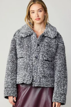 Coats & Jackets-Current Air Reversible Vegan Leather Shearling Jacket BLACK