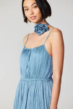 Midi Dresses-Current Air Rose Applique Cami Dress DUSTYSKY