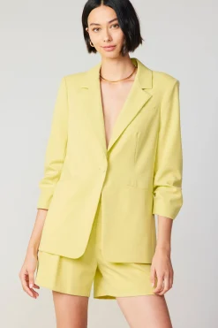 Coats & Jackets-Current Air Ruched Sleeve Blazer LEMON