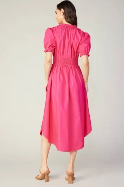 Midi Dresses-Current Air Ruffled Surplice Midi Dress FUCHSIA