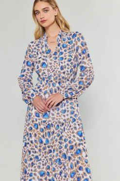 Maxi Dresses-Current Air Sapphire Cenote Print Maxi Dress BLUEMLT