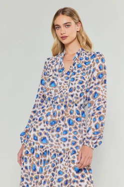 Maxi Dresses-Current Air Sapphire Cenote Print Maxi Dress BLUEMLT