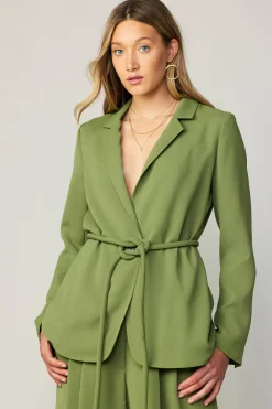 Coats & Jackets-Current Air Self Tie Blazer OLIVE
