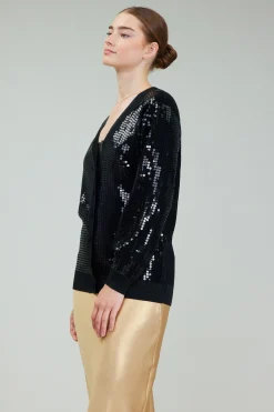 Cardigans-Current Air Sequin Jacket BLACK