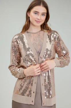 Cardigans-Current Air Sequin Jacket TAUPE
