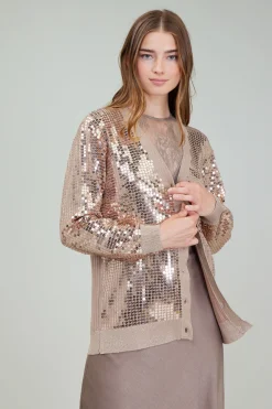 Cardigans-Current Air Sequin Jacket TAUPE