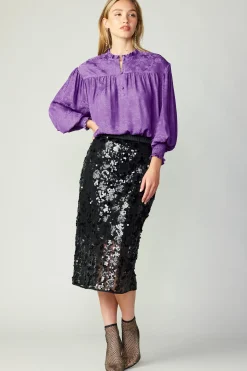 Skirts-Current Air Sequin Pencil Skirt BLACK