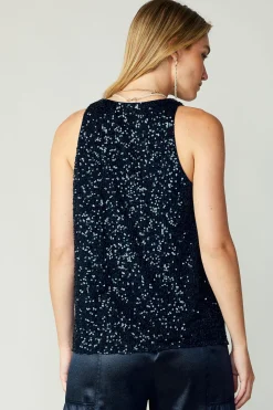 Sleeveless Tops-Current Air Sequin Sleeveless Top SAPPHIREBLUE