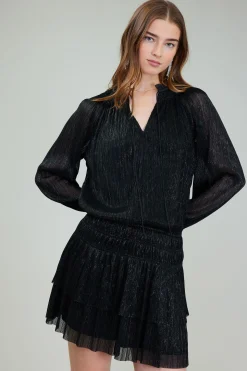 Mini Dresses-Current Air Shimmering Mini Dress BLACK