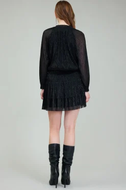 Mini Dresses-Current Air Shimmering Mini Dress BLACK