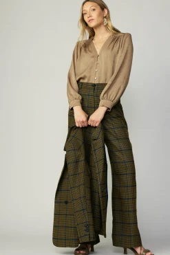 Long Sleeve Tops-Current Air Shirred Jacquard Blouse BRONZE