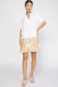 Short Sleeve Tops-Current Air Shirred Sleeve Blouse OFW