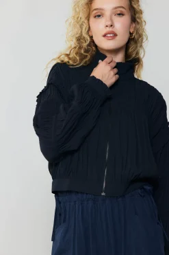 Coats & Jackets-Current Air Shirred Sleeve Jacket BLACK