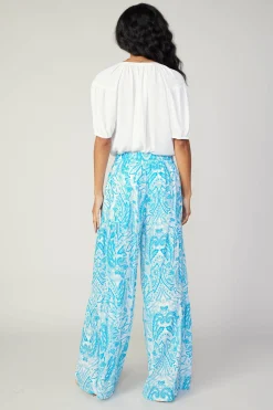 Short Sleeve Tops-Current Air Short Sleeve Split Neck Blouse OFW