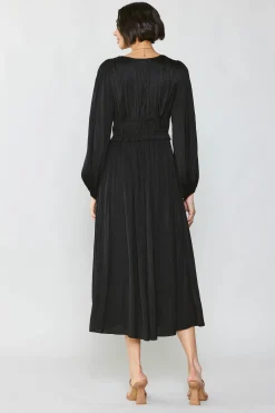 Maxi Dresses-Current Air Sidonie Pleated Maxi Dress BLACK