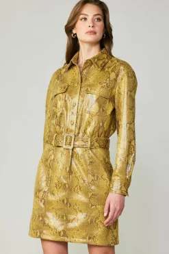 Coats & Jackets-Current Air Snakeskin Shirt Dress SNAKESKINYELLOW