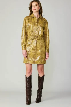 Coats & Jackets-Current Air Snakeskin Shirt Dress SNAKESKINYELLOW