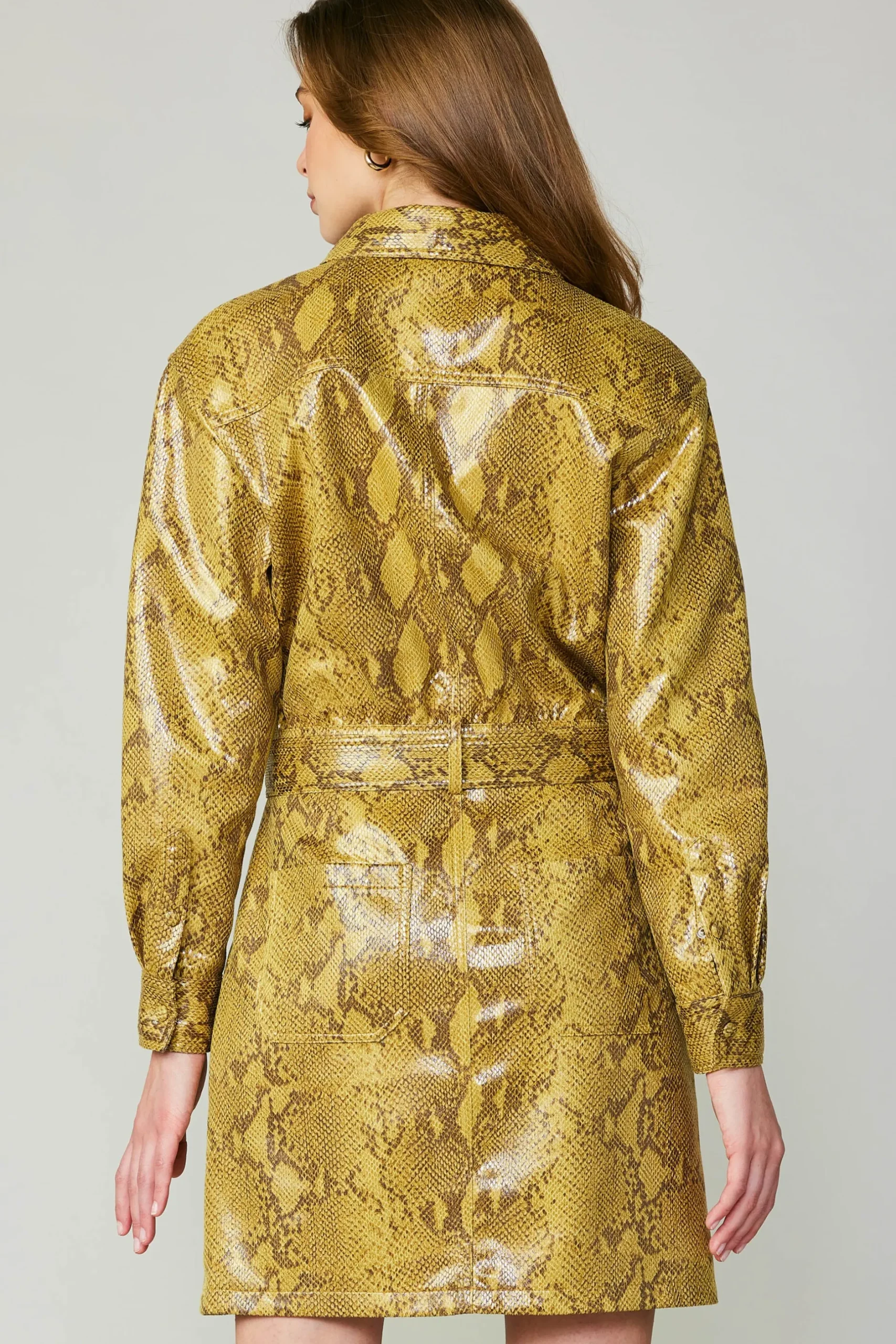 Coats & Jackets-Current Air Snakeskin Shirt Dress SNAKESKINYELLOW