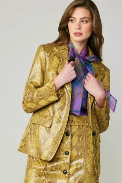 Coats & Jackets-Current Air Snakeskin Welt Pocket Blazer SNAKESKINYELLOW