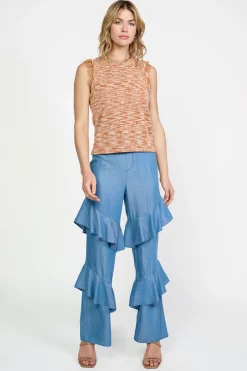 Sleeveless Tops|Sweaters-Current Air Space Dyed Sweater Tank RUST