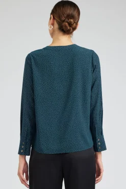 Long Sleeve Tops-Current Air Sparkle Blouse DEEPTEAL