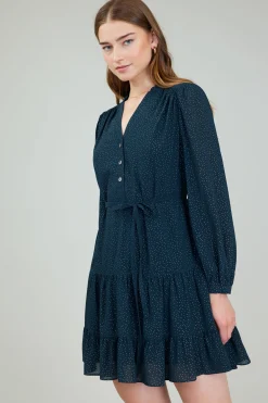 Mini Dresses-Current Air Sparkle Mini Dress DEEPTEAL