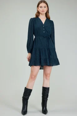 Mini Dresses-Current Air Sparkle Mini Dress DEEPTEAL