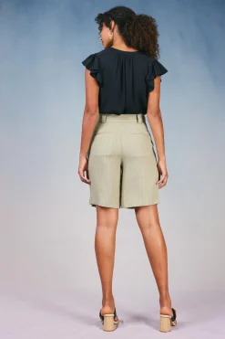 Shorts-Current Air Striped Knee Length Shorts KHAKISTRIPE