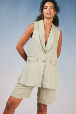 Shorts-Current Air Striped Knee Length Shorts KHAKISTRIPE