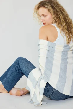 Accessories-Current Air Striped Textured Throw Blanket IVORY