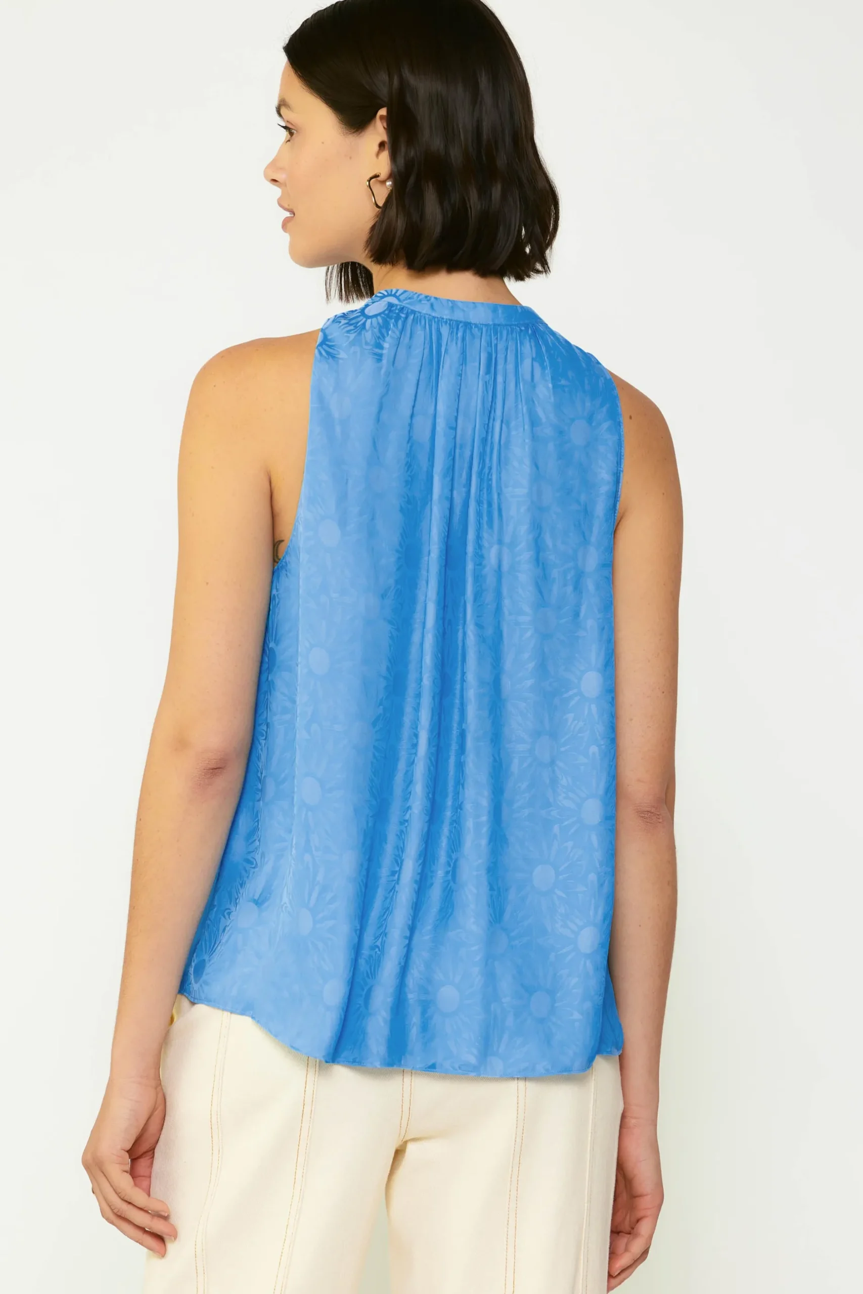 Sleeveless Tops-Current Air Sunburst Halter Top LIGHTCOBALT