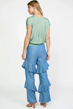 Sleeveless Tops|Short Sleeve Tops-Current Air Surplice Sleeveless Blouse SAGE