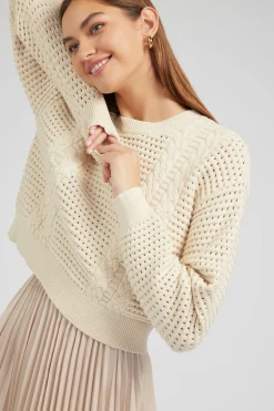 Knitwear-Current Air Sweater & Pleated Dress Set CHAMPAGNE