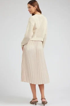 Knitwear-Current Air Sweater & Pleated Dress Set CHAMPAGNE