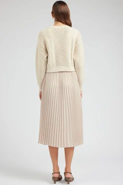 Knitwear-Current Air Sweater & Pleated Dress Set CHAMPAGNE