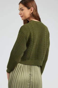 Knitwear-Current Air Sweater & Pleated Dress Set OLIVE