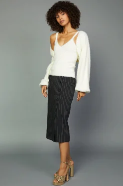 Knitwear|Coats & Jackets-Current Air Sweater Shrug Cami Set CREAM