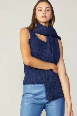 Knitwear|Sweaters-Current Air Sweater Shrug Top Set MIDNIGHTBLUE