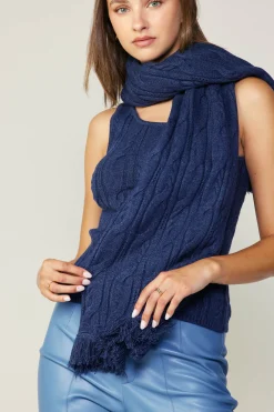 Knitwear|Sweaters-Current Air Sweater Shrug Top Set MIDNIGHTBLUE