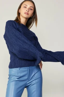 Knitwear|Sweaters-Current Air Sweater Shrug Top Set MIDNIGHTBLUE