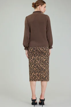 Knitwear|Long Sleeve Tops-Current Air Sweater Style Blouse BROWN