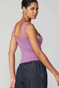 Knitwear|Sleeveless Tops-Current Air Sweetheart Knit Tank Top LILAC