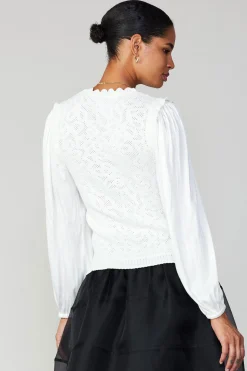 Long Sleeve Tops|Sweaters-Current Air Textural Knit Sweater Top WHITE