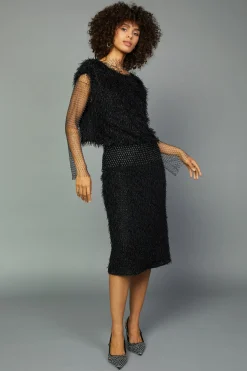 Skirts-Current Air Textured Sparkle Skirt BLACK