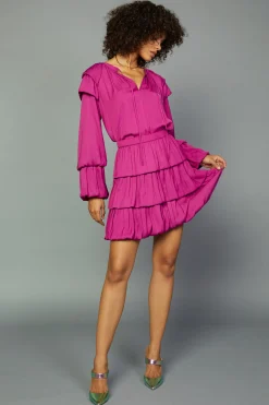 Skirts-Current Air Tiered Mini Skirt FUCHSIA