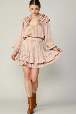 Skirts-Current Air Tiered Mini Skirt FADEDBLUSH