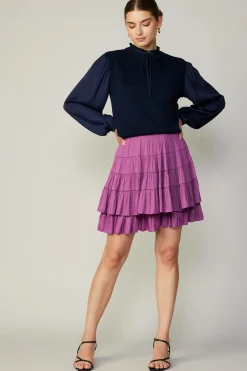 Skirts-Current Air Tiered Mini Skirt MULBERRY