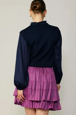Skirts-Current Air Tiered Mini Skirt MULBERRY