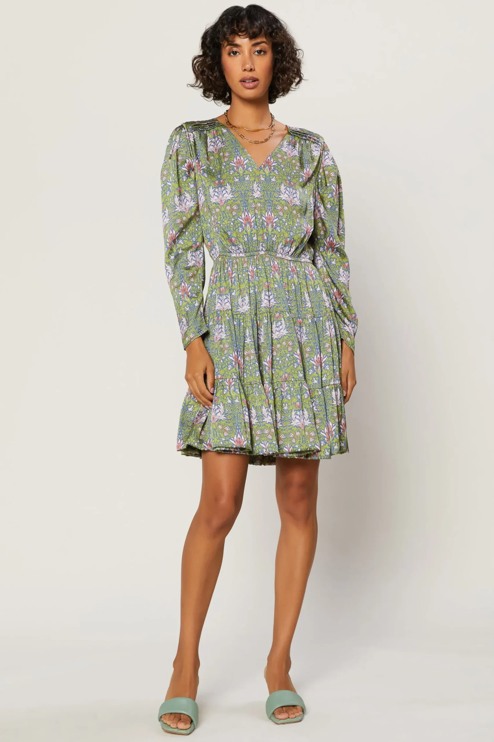 Mini Dresses-Current Air Tile Print Mini Dress GREENMULTI
