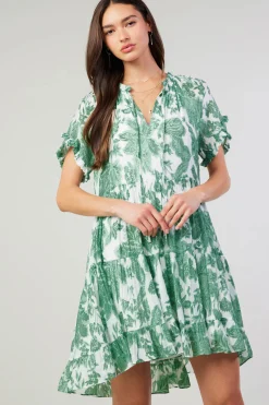 Midi Dresses|Mini Dresses-Current Air Tulip Jacquard Mini Dress GREENFLORAL